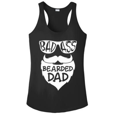 Badass Bearded Dad Shirts Father Papa With Beard Ladies PosiCharge Competitor Racerback Tank