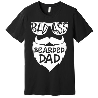 Badass Bearded Dad Shirts Father Papa With Beard Premium T-Shirt