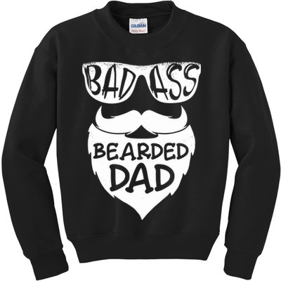Badass Bearded Dad Shirts Father Papa With Beard Kids Sweatshirt