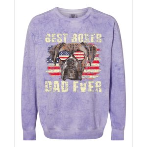 Best Boxer Dad Ever Usa Flag American Dog Animal Lover Colorblast Crewneck Sweatshirt