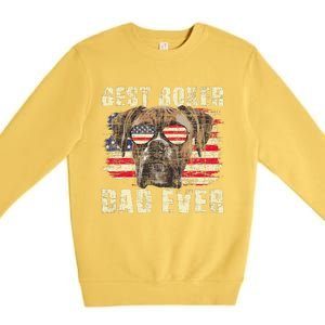 Best Boxer Dad Ever Usa Flag American Dog Animal Lover Premium Crewneck Sweatshirt