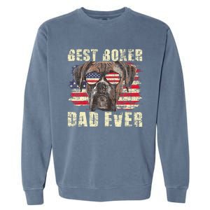 Best Boxer Dad Ever Usa Flag American Dog Animal Lover Garment-Dyed Sweatshirt