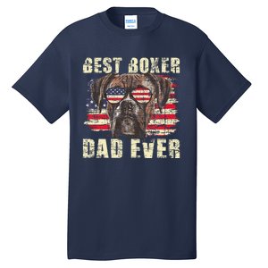 Best Boxer Dad Ever Usa Flag American Dog Animal Lover Tall T-Shirt