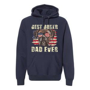 Best Boxer Dad Ever Usa Flag American Dog Animal Lover Premium Hoodie