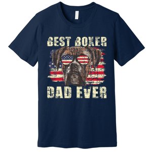 Best Boxer Dad Ever Usa Flag American Dog Animal Lover Premium T-Shirt