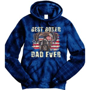 Best Boxer Dad Ever Usa Flag American Dog Animal Lover Tie Dye Hoodie