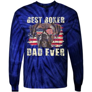 Best Boxer Dad Ever Usa Flag American Dog Animal Lover Tie-Dye Long Sleeve Shirt