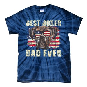 Best Boxer Dad Ever Usa Flag American Dog Animal Lover Tie-Dye T-Shirt