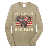 Best Boxer Dad Ever Usa Flag American Dog Animal Lover Long Sleeve Shirt