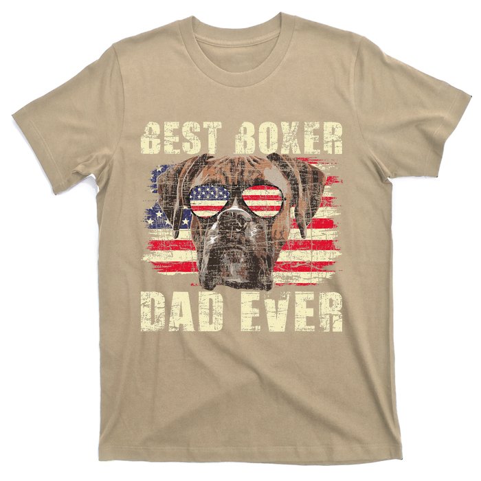 Best Boxer Dad Ever Usa Flag American Dog Animal Lover T-Shirt