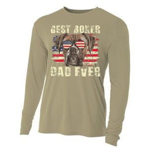 Best Boxer Dad Ever Usa Flag American Dog Animal Lover Cooling Performance Long Sleeve Crew