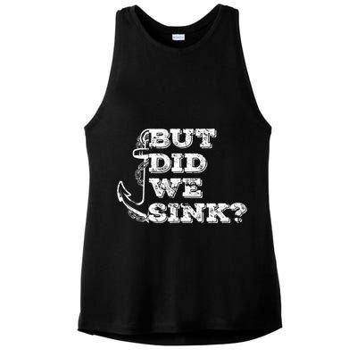 Boating But Did We Sink Flatboat Pontoon Captain Vintage Ladies PosiCharge Tri-Blend Wicking Tank