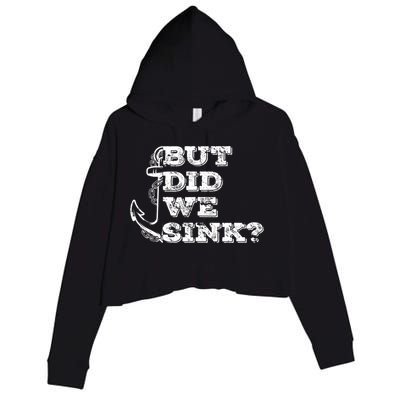 Boating But Did We Sink Flatboat Pontoon Captain Vintage Crop Fleece Hoodie