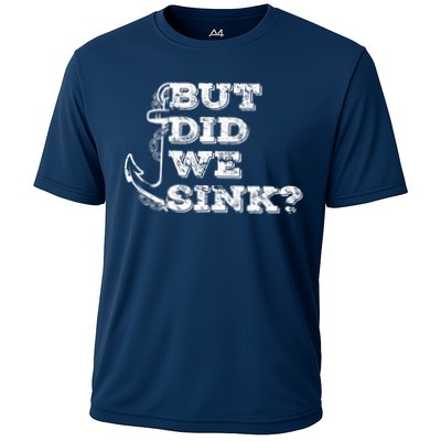 Boating But Did We Sink Flatboat Pontoon Captain Vintage Performance Shirt