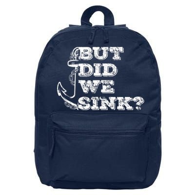 Boating But Did We Sink Flatboat Pontoon Captain Vintage 16 in Basic Backpack