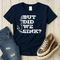 Boating But Did We Sink Flatboat Pontoon Captain Vintage Womens T-Shirt