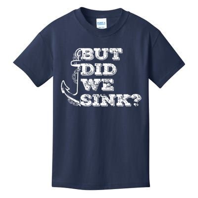 Boating But Did We Sink Flatboat Pontoon Captain Vintage Kids T-Shirt