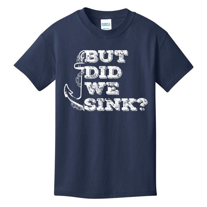 Boating But Did We Sink Flatboat Pontoon Captain Vintage Kids T-Shirt