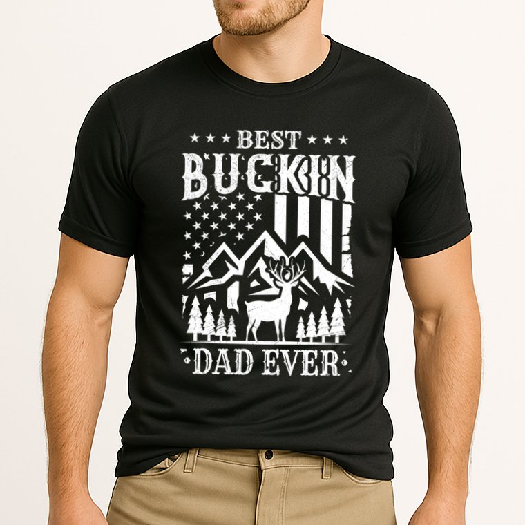 Best Buckin Dad Funny Hunter Father American Flag Gift Cooling Performance Crew T-Shirt