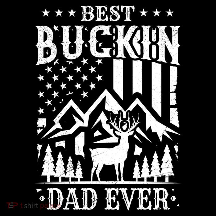 Best Buckin Dad Funny Hunter Father American Flag Gift Flatbill Hat