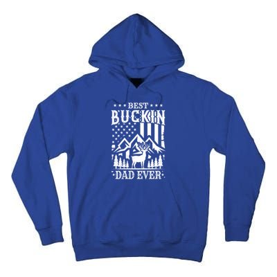 Best Buckin Dad Funny Hunter Father American Flag Gift Tall Hoodie