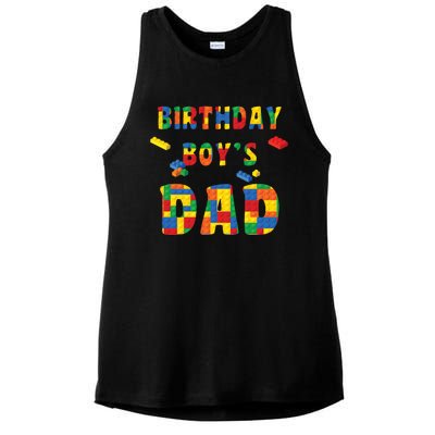 Building Block Dad Of Birthday Boy Ladies PosiCharge Tri-Blend Wicking Tank