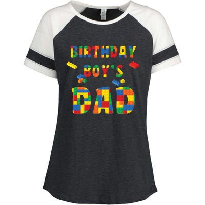 Building Block Dad Of Birthday Boy Enza Ladies Jersey Colorblock Tee