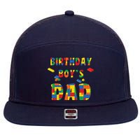 Building Block Dad Of Birthday Boy 7 Panel Mesh Trucker Snapback Hat