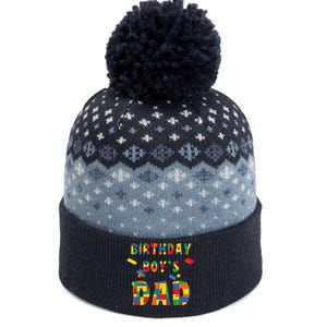 Building Block Dad Of Birthday Boy The Baniff Cuffed Pom Beanie