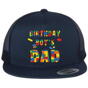 Building Block Dad Of Birthday Boy Flat Bill Trucker Hat