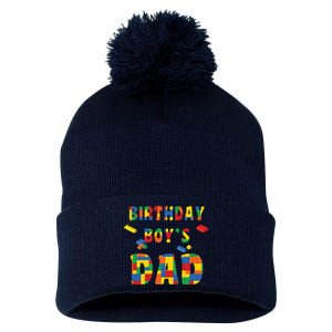 Building Block Dad Of Birthday Boy Pom Pom 12in Knit Beanie