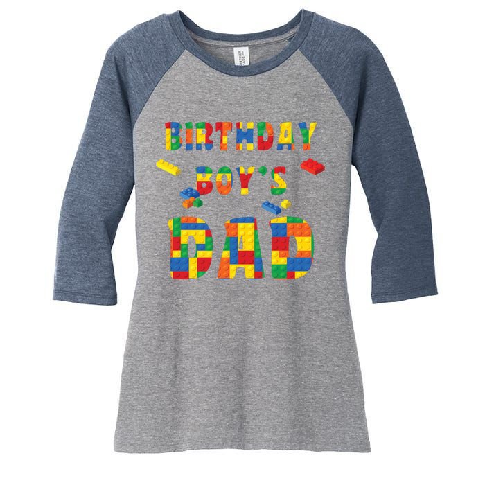 Building Block Dad Of Birthday Boy Women's Tri-Blend 3/4-Sleeve Raglan Shirt