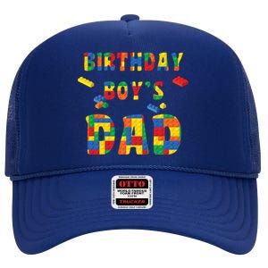 Building Block Dad Of Birthday Boy High Crown Mesh Back Trucker Hat