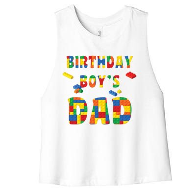 Building Block Dad Of Birthday Boy Women's Racerback Cropped Tank