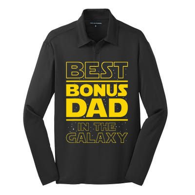 Best Bonus Dad In The Galaxy Stepfather Stepdad Grandpa Silk Touch Performance Long Sleeve Polo