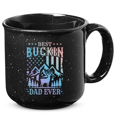 Best Buckin Dad Funny Hunter Father American Flag Gift 15oz Campfire Ceramic Mug