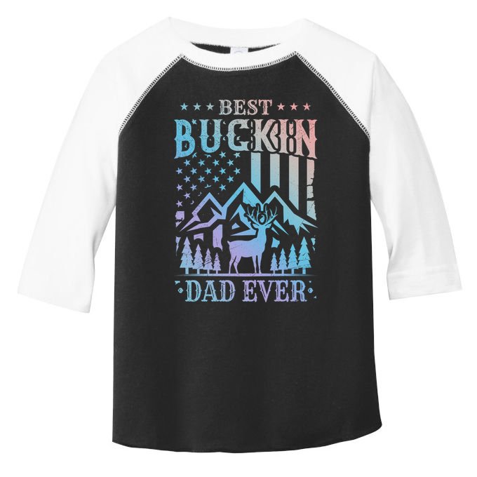 Best Buckin Dad Funny Hunter Father American Flag Gift Toddler Fine Jersey T-Shirt