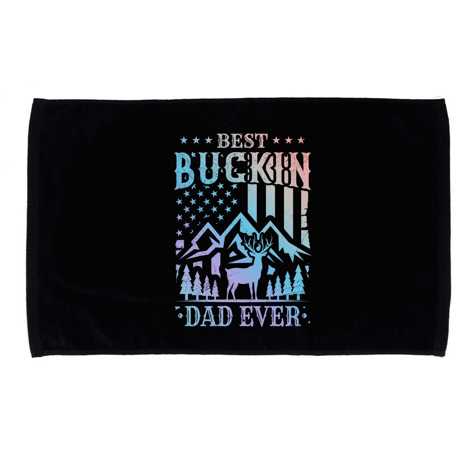 Best Buckin Dad Funny Hunter Father American Flag Gift Microfiber Hand Towel