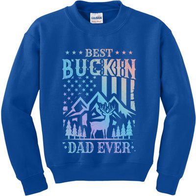 Best Buckin Dad Funny Hunter Father American Flag Gift Kids Sweatshirt