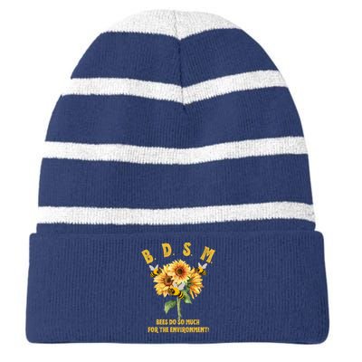 Bdsm Bees Do So Much For The Environment Striped Beanie with Solid Band