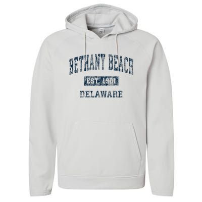 Bethany Beach Delaware De Vintage Sports Performance Fleece Hoodie