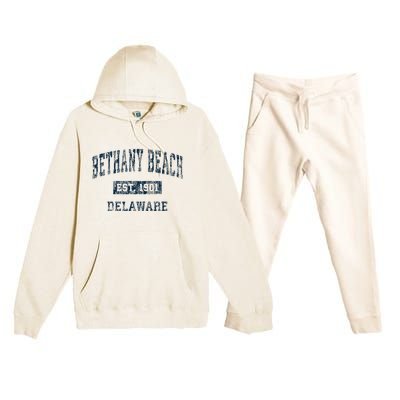 Bethany Beach Delaware De Vintage Sports Premium Hooded Sweatsuit Set