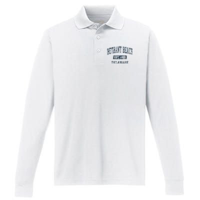 Bethany Beach Delaware De Vintage Sports Performance Long Sleeve Polo