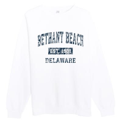 Bethany Beach Delaware De Vintage Sports Premium Crewneck Sweatshirt