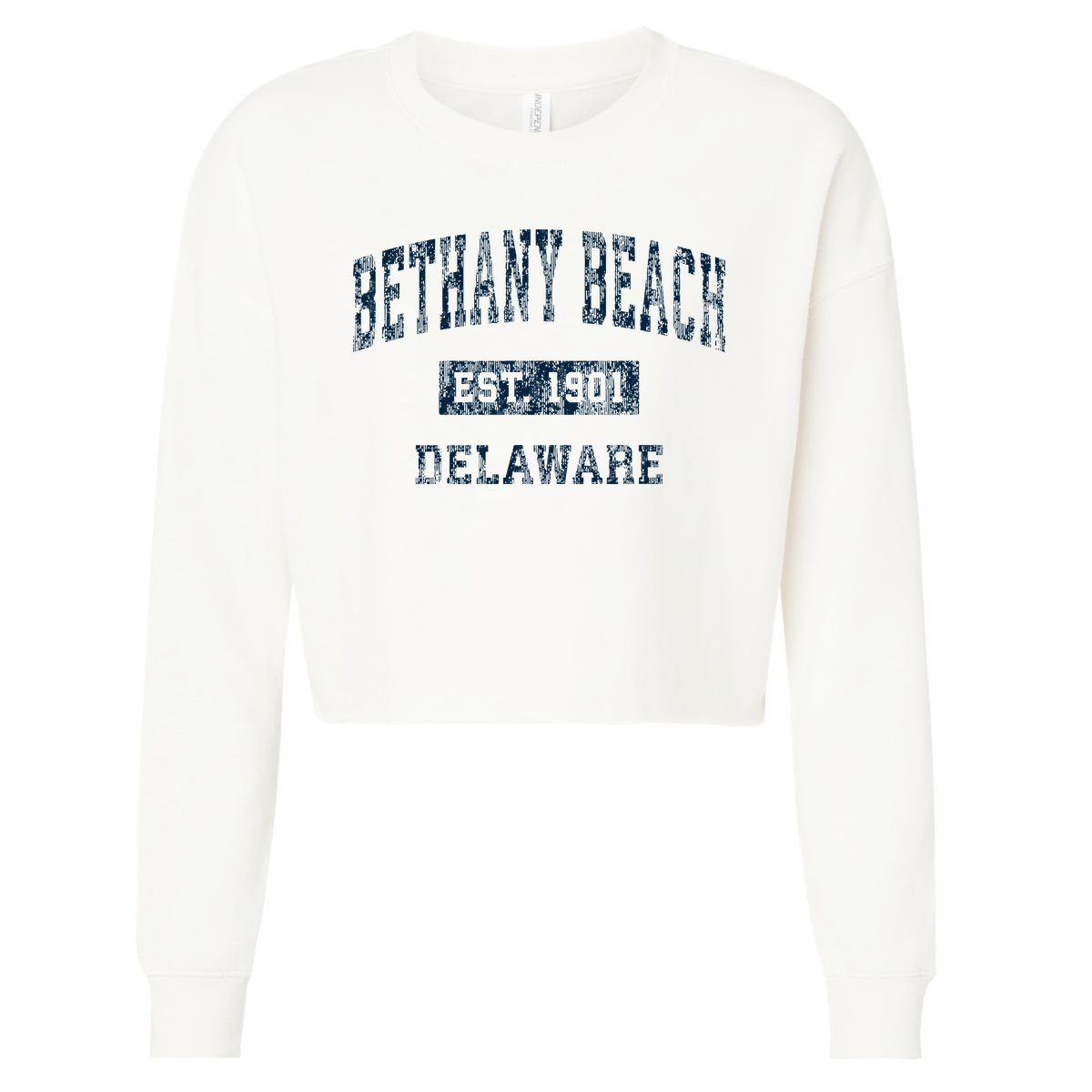 Bethany Beach Delaware De Vintage Sports Cropped Pullover Crew