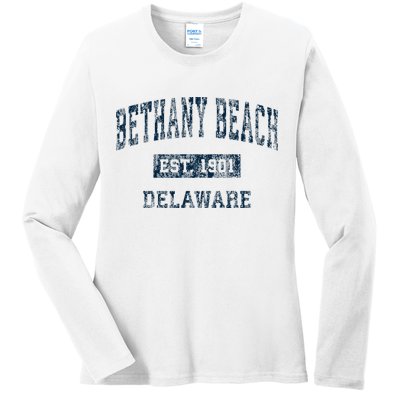 Bethany Beach Delaware De Vintage Sports Ladies Long Sleeve Shirt