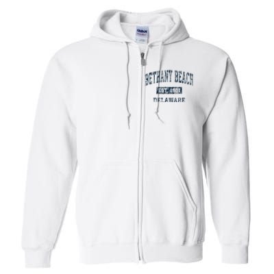 Bethany Beach Delaware De Vintage Sports Full Zip Hoodie