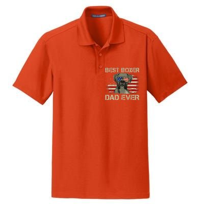 Best Boxer Dad Ever Dog Lover American Flag Gift Dry Zone Grid Polo