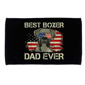 Best Boxer Dad Ever Dog Lover American Flag Gift Microfiber Hand Towel