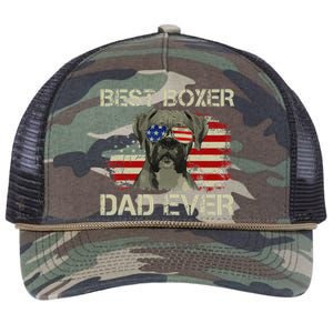 Best Boxer Dad Ever Dog Lover American Flag Gift Retro Rope Trucker Hat Cap